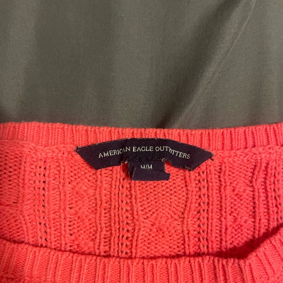 American Eagle Outfitters Bright Coral Cable Knit Sweater - Picture 2 of 4